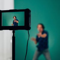 actor in acting against green key background